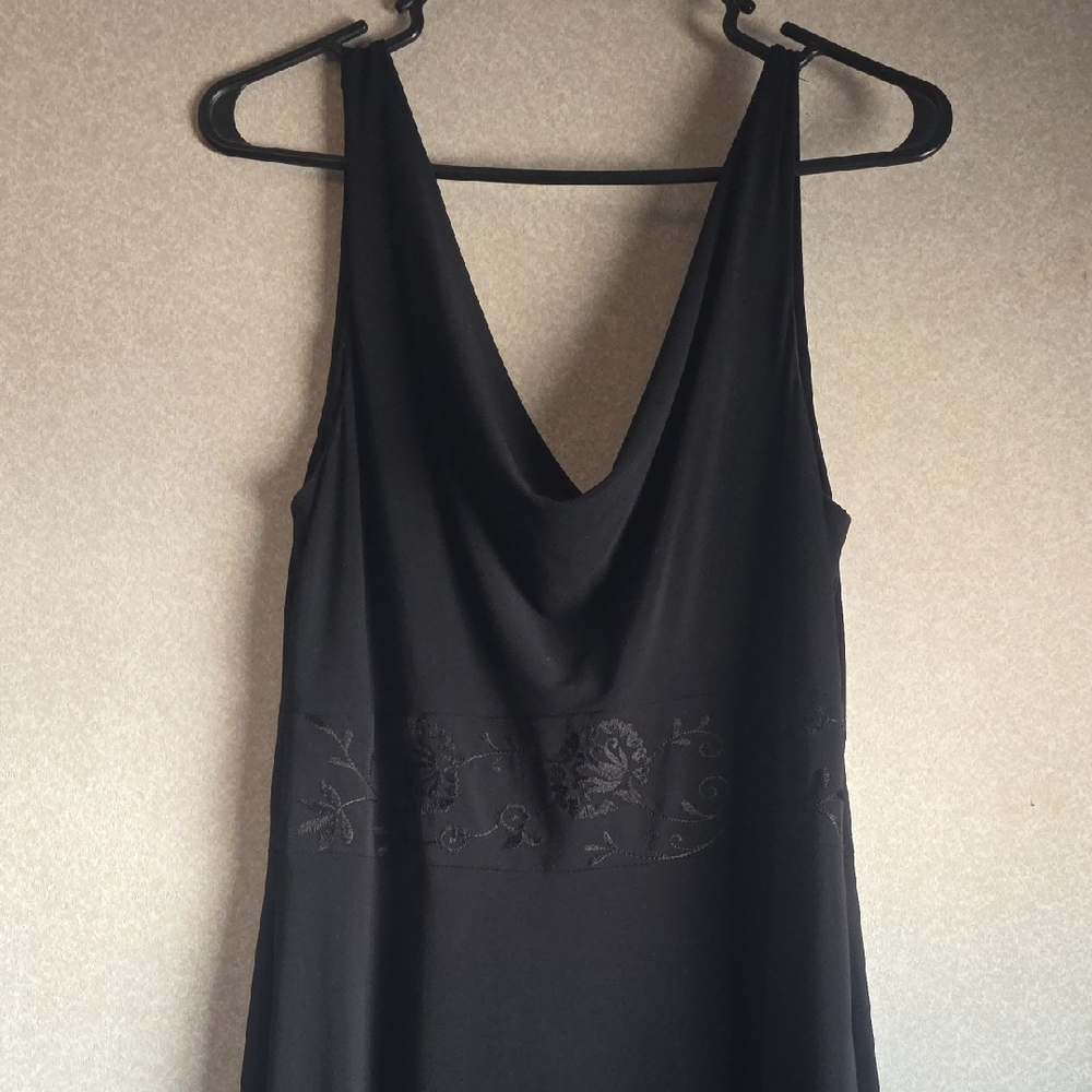 Black Sleeveless Cowl Neck Dress